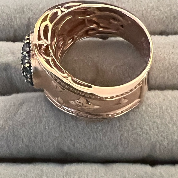 Dallas Prince rose gold Sterling Silver heart shaped Blue Topaz ring Size 8 - Picture 3 of 4